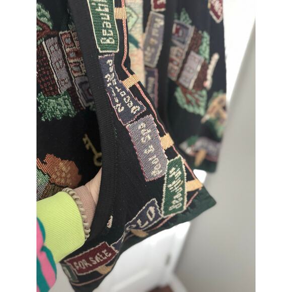 Vintage Its Outta the Bag Unge Potch Ket Tapestry Womens XL Jacket Realtor - Picture 3 of 6